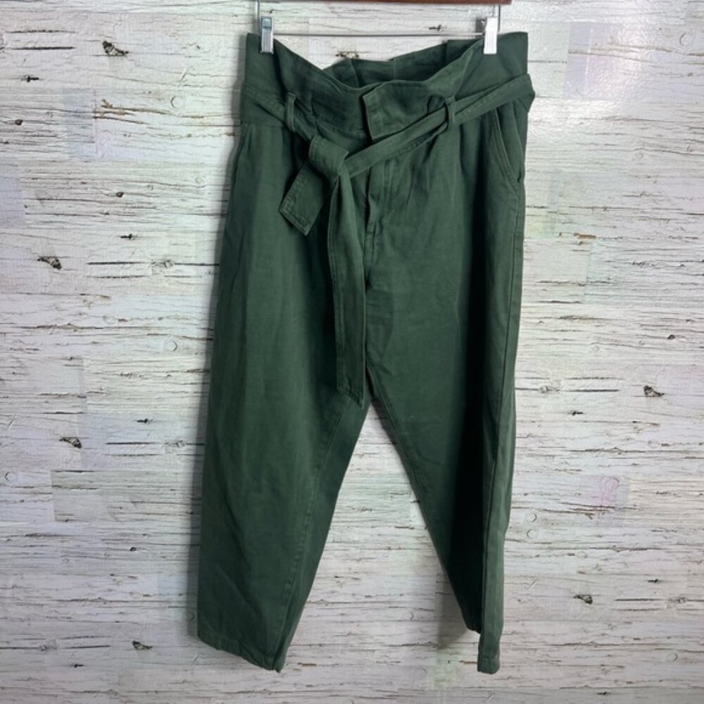 Blank NYC Women’s pants green paper bag High Waisted Trousers retro size 29